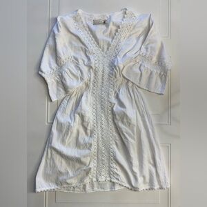 Seaspice Women’s Sz M Peruvian Cotton White Lace Beach Cover Up Slip Dress
